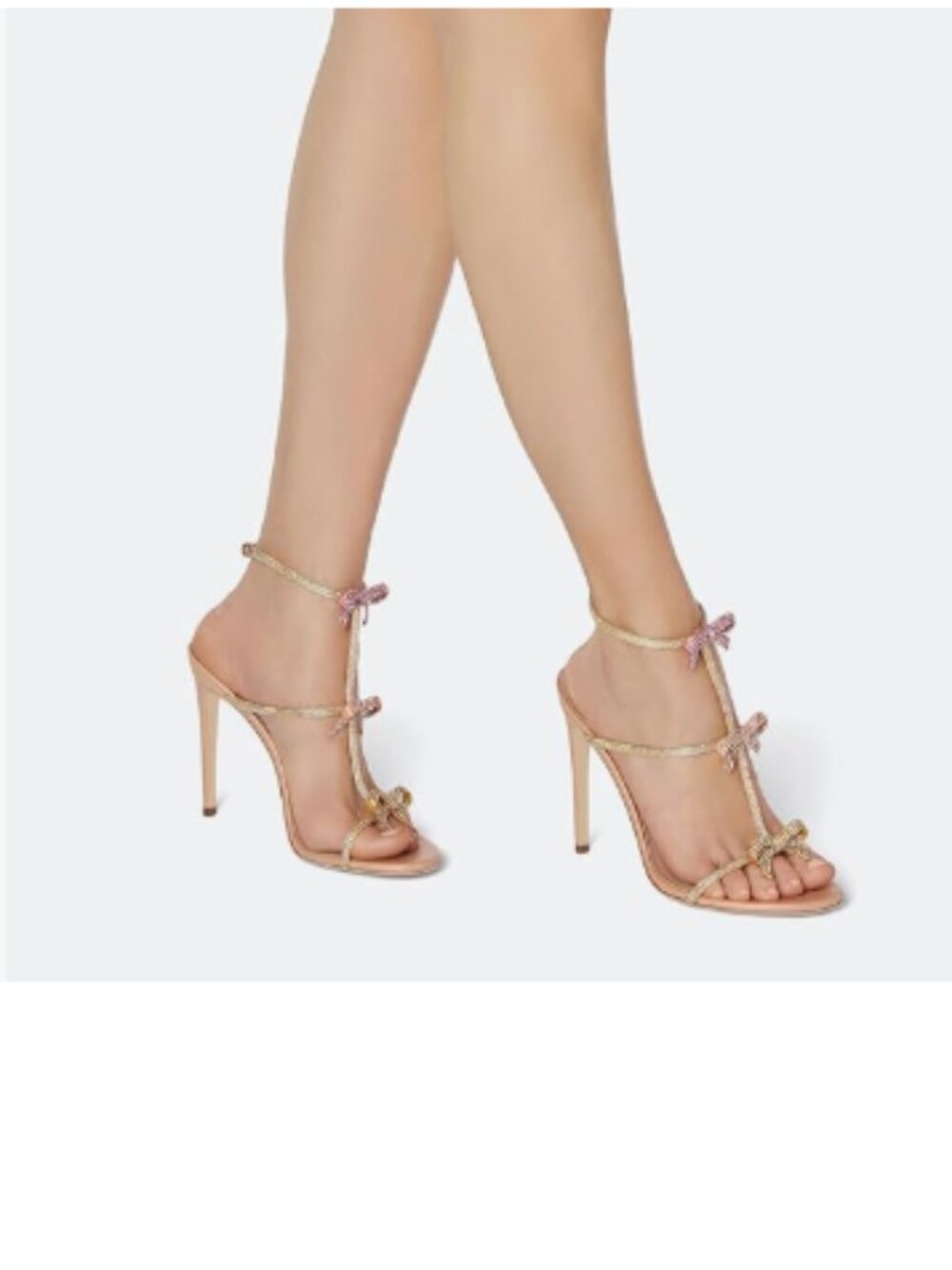 FSJ Peachpuff Bows Rhinestone Open Toe Sexy Strappy Stiletto High Heels Sandals